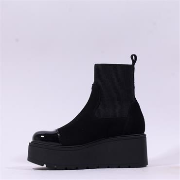Marco Moreo Vale Stretch Toe Cap Boot - Black Suede